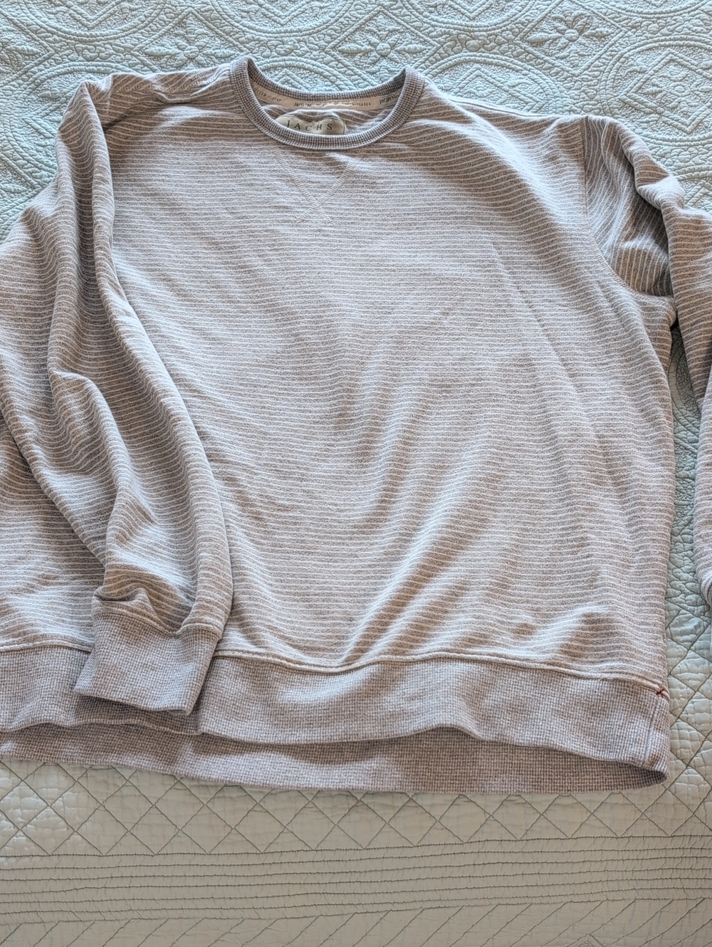 Jachs New York Men's Crewneck  Stripe Sweatshirt in Light Gray